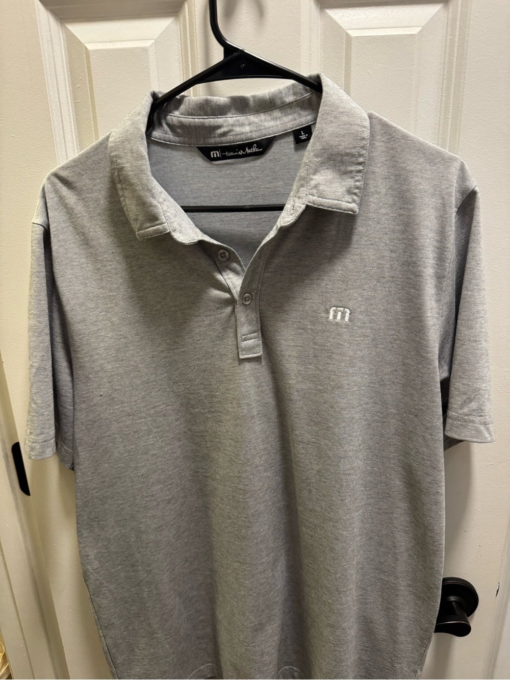 Travis Mathew Light Gray Men's Polo with Embroidered Logo